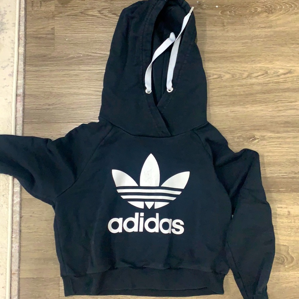 Adidas Cropped Black Hoodie